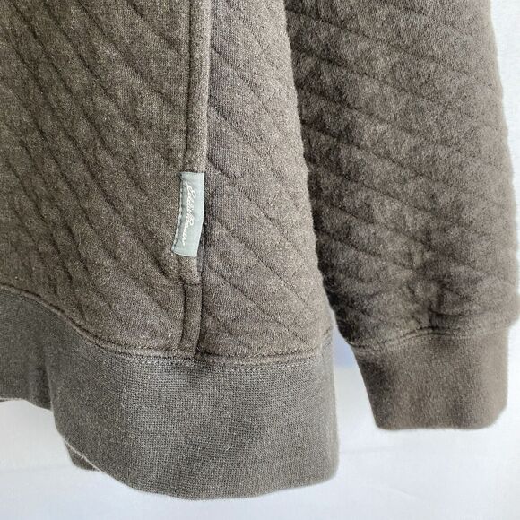 Eddie Bauer Quilted Henley Pullover Sweater Men XL Brown Mock Neck Preppy Knit - Picture 5 of 10